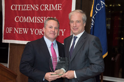 Crime Commission President Richard Aborn with honoree Robert S. Tucker of T&M Protection Resources.